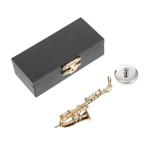 VICASKY 1 Satz Alt-Saxophon Musikinstrument Miniaturspielzeug Miniatur-saxophonfigur Mini-Saxophon-Spielzeug Mini-Saxophon Schmücken Exquisites Miniatur-Saxophon Metall Golden von VICASKY