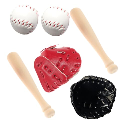 VICASKY 1 Satz Baseball-Modell Miniatur Spielzeug Für Draußen Mini-Spielzeug Golfbälle Baseballhandschuh Kricketschlägergriff Solider Baseballschläger Mini-puppenfutter Puppenhaus Hölzern von VICASKY