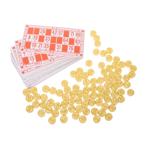 VICASKY 1 Satz Bingo Spielsteine Holzbrettspiel spielbrett Spielkarten logisches Schachspiel-Spielzeug Schachbrett brettspiel versorgung Familienspiel Familienbrettspiel Partyspiel Papier von VICASKY