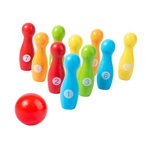 VICASKY 1 Satz Bowling Outdoor draußen Indoor- Educational Toys Freizeitspielzeug Bildungsspielzeug Sportspielzeug werfen hölzern Colorful von VICASKY