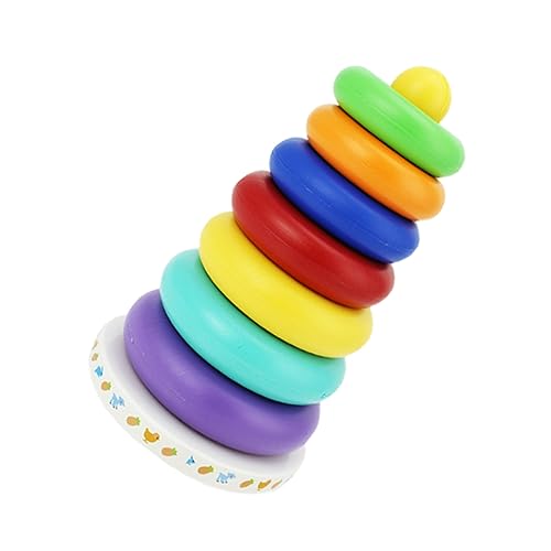 VICASKY 1 Satz Bunter Ring Kinder Spielset Babyblöcke Spielzeug Stapeln Spielzeug Für Kinder Bunte Stapelblöcke Klassisches Babyspielzeug Stapler-bausteine Regenbogen-staplerringe Plastik von VICASKY