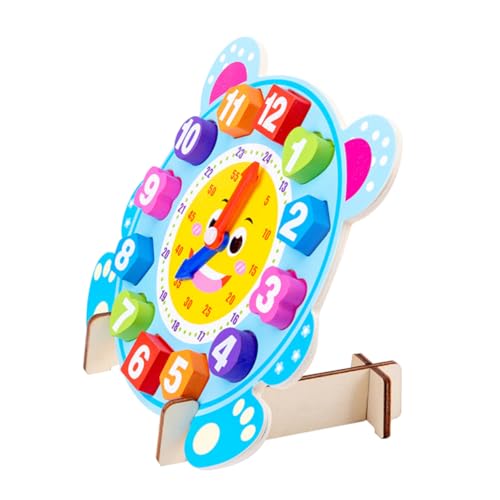 VICASKY 1 Satz Cartoon-Uhr Sortieruhr Spielzeug pädagogisches Spielzeug Lernspielzeug kinderlernuhren Kinder Puzzle Spielzeug zum frühen Zahlenlernen Uhr kognitives Spielzeug Holz Blue von VICASKY