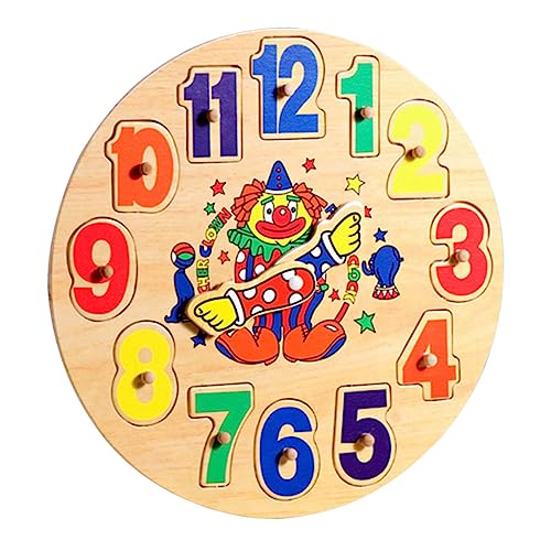 VICASKY 1 Satz Clown aus Holz Uhr interaktives Puzzle mitbringsel Kindergeburtstag spielzeuge für kreatives Uhrenspielzeug pädagogisches sortierspielzeug hölzern von VICASKY