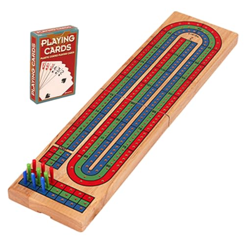 VICASKY 1 Satz Cribbage-Brett mit Spielkarte mitbringspiel Traditionelles Kartenspiel Schachbrett Tischspielbrett aus Holz Krippenbrett aus Holz lustiges Cribbage-Board hölzern von VICASKY