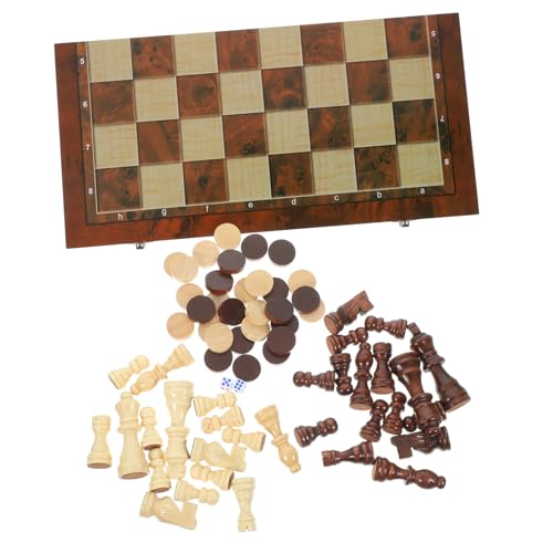 VICASKY 1 Satz DREI in Einem Schach Schachbrett Schachspiele Schach Dame Brettspiel Dame Für Erwachsene Kettendreieck-schachspiel Backgammon-Spiel Riesen-Dame-Spiel Im Freien Hölzern von VICASKY