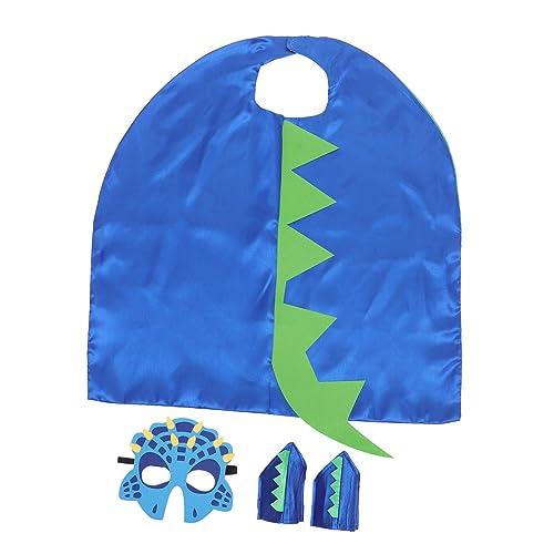 VICASKY 1 Satz Dinosaurier-umhang-Set Maske Kostüm Halloween Ninja Partyzubehör Lustiger Umhang Kinderkleidung Cosplay-umhang Bühnenumhang Cosplay-Kleidung Blue Polyester von VICASKY