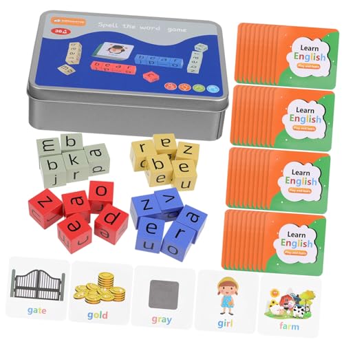 VICASKY 1 Satz Englische Kartenbuchstabierwörter Buchstabenkacheln für Phonetik und Rechtschreibung Wortspiele für Kinder Buchstabenspiele Buchstaben-Matching-Spiel Alphabet-Spiele hölzern von VICASKY