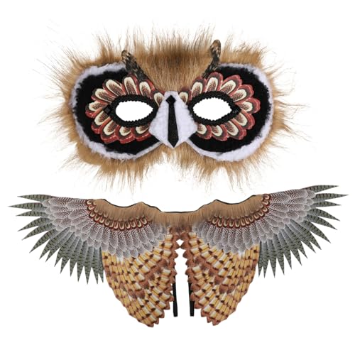 VICASKY 1 Satz Eulenanzug Augenvogelmasken Halloween-Cosplay-Stütze Eulenflügel Kostüm für Kinder Halloween Costume Halloween Kleidung Requisite für Kinderpartys Eule-Cosplay-Kostüm Vlies von VICASKY