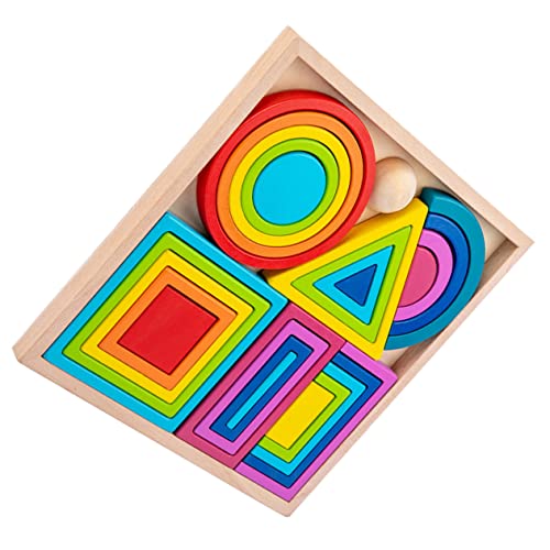 VICASKY 1 Satz Farbiges aus Bausteinen Puzzle rätselbuch laubsägen für Farblernblock für Farbsortierspielzeug für Kleinkinder 1-3 Holz Colorful von VICASKY