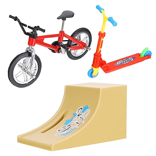 VICASKY 1 Satz Fingerrad Finger-Skateboard-Park Mini-Scooter Sportroller Fingerfahrradspielzeug Finger-Skateboard-Spielzeug Finger Fahrradrampe Sportspielzeug mit Fingerspitzen Plastik rot von VICASKY