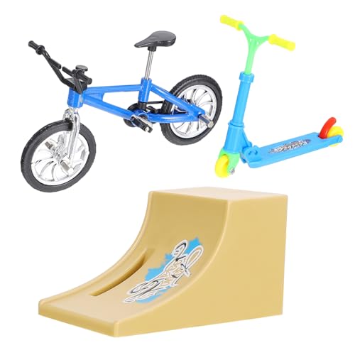 VICASKY 1 Satz Fingerrad Mini-Skateboards Spielzeug Griffbrett Minirampe Finger-Skateboard-rampen Fingerscooter Fingerbikes Und Scooter Finger Fahrradrampe Park-kit Blue Aluminiumlegierung von VICASKY