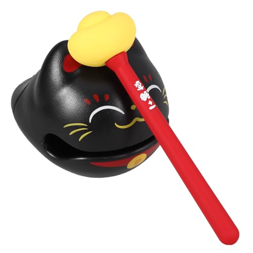 VICASKY 1 Satz Glückskatzen-schlaginstrument Percussion-musikspielzeug Bildungsspielzeug Musikinstrument Büro-Percussion-Spielzeug Kleiner Tempelblock Für Büro Lehrmittel Plastik Black von VICASKY