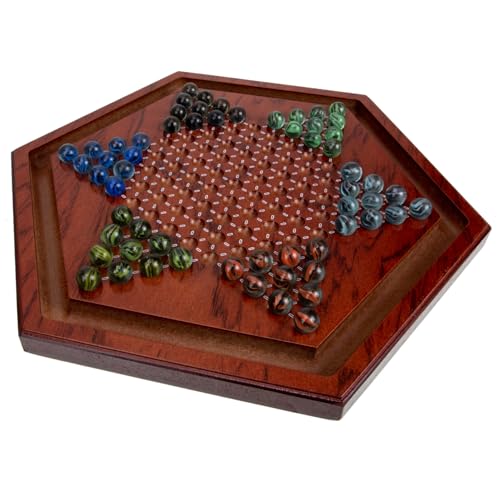 VICASKY 1 Satz Hexagon Holz Checkers Label Brettspiele für Kinder Partytisch-Brettspiel Chinese Chess dartscheibe Kinder kindes Lernspielzeug für Brettspiele Chinesische Dame Glas Brown von VICASKY