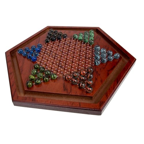 VICASKY 1 Satz Hexagon Holz Checkers Label Eltern-Kind-Dame künstlich Flash-Eyeliner Pinne Nicht Chinese Chess dartscheibe chinesisches Schachbrett Holz Dame Glas Brown von VICASKY