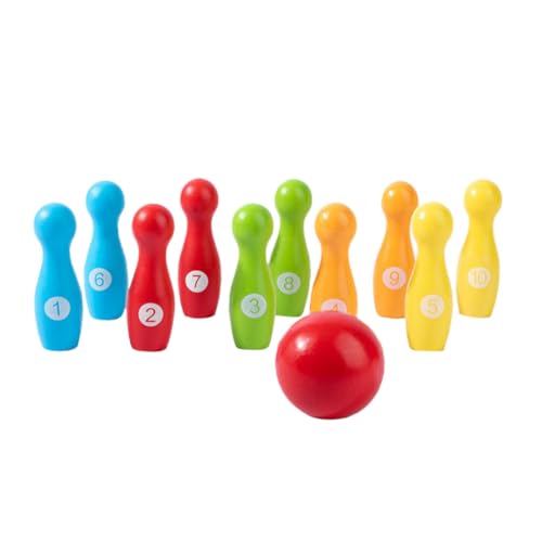 VICASKY 1 Satz Hölzernes Zahlen-Bowling Entwicklungsspielzeug Lernspielzeug für Kleinkinder Zahlenlernspiel Kinder Bowling Set weinachtsgeschenke Kinder Bildungsbedarf Kinderspielzeug von VICASKY