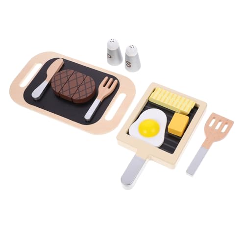 VICASKY 1 Satz Holzgeschnittenes Steak interaktives Spielzeug Interactive Toys Kinder holzspielzeug kinderf Toys Spielzeug Lebensmittelspielzeug Spielzeug-Holz-Fake-Steak hölzern von VICASKY