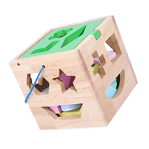 VICASKY 1 Satz Holzklötze Kinderspielzeug Kinderspielzeug Stapeln Sortieren Würfelform Sortierwürfel Geometrischer Block Puzzle Geometrische Bausteine Früherziehung Versorgung von VICASKY