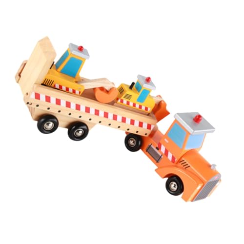 VICASKY 1 Satz Ingenieursfahrzeug aus Holz für Babyspielzeug Behälter Flugzeug Rad holzspielzeug puppenwagen Bauauto Party-Truck-Modell hölzern von VICASKY