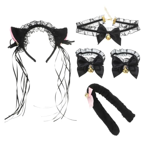 VICASKY 1 Satz Katzenohren halllowen heeloween cosplays handgelenk band Fuchsohren Cosplay Haarschmuck für Tierohren pelziges Stirnband Fuchsohren Stirnband Stoff Black von VICASKY