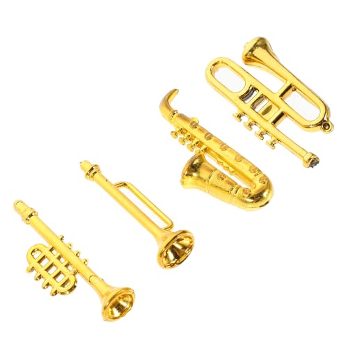 VICASKY 1 Satz Klassisches Musikinstrument Miniatur-trompetenspielzeug Mini-häuser Mini-musikinstrumentenmodell Für Miniaturen Mini-Saxophon-anhänger Mini-Instrument Pp Golden von VICASKY