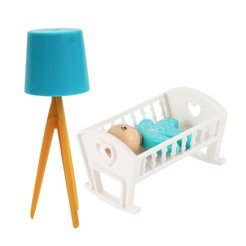 VICASKY 1 Satz Krippenmodell Babybett Babybett Babybett Minikrippe Minipuppen Puppenhauslampe Minihauszubehör Minihausmöbel Minimöbelmodell Minipuppenmöbel Holz von VICASKY