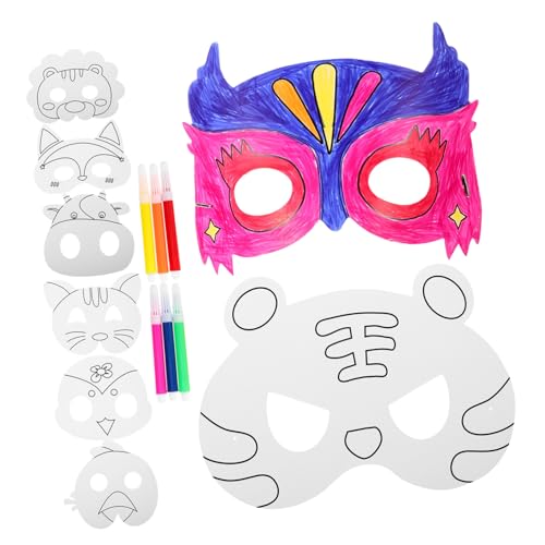 VICASKY 1 Satz Leere Ausmalen Blankomasken Zum Basteln Weiße Bastelmasken Gesicht Maskierung Reinigen Bausätze Maskentier Bemalbare Diy-masken Weiße Diy-masken Papier von VICASKY