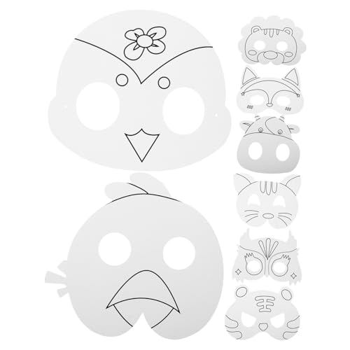 VICASKY 1 Satz Leere Maske Ausmalen Tiermasken Für Kinder Maskenbau-kit Diy-graffiti-masken Leere Gesichtsmaske Maske Aus Pappmaché Masken Verkleiden Leere Masken Zum Dekorieren Papier von VICASKY