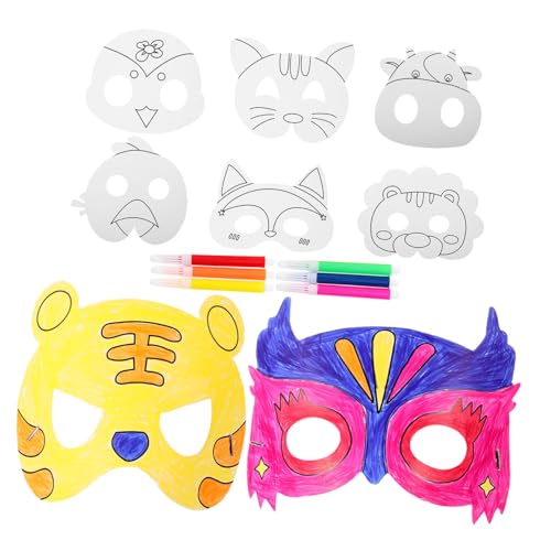 VICASKY 1 Satz Leere Maske ausmalen Masken verkleiden Tiermasken für Kinder Fuchsmaske halloween masken halloweenmaske bemalbare einfache Masken dekorative halloween-masken Papier von VICASKY