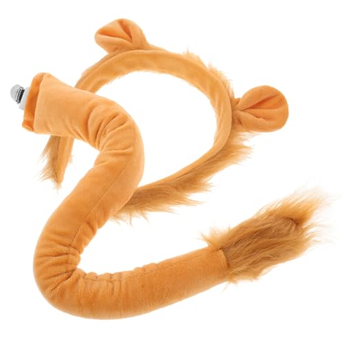 VICASKY 1 Satz Löwenschwanz-Requisite Flauschiges Tierschwanzkostüm Revers Corsage Waschbär Weiße Korsage Pelziges Kostüm Löwen Stirnband Hundekopfbekleidung Tierkostüm Schale Light Brown von VICASKY