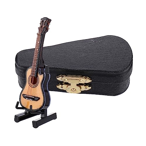 VICASKY 1 Satz Mini-Gitarre Desktop-Spielzeug Mini-Spielzeug Kleinste Gitarre Miniaturhalter Winzige Gitarrenspielzeuge Bassständer Mini-Modell Für Gitarre E-bass Gitarre Schmuck Holz von VICASKY