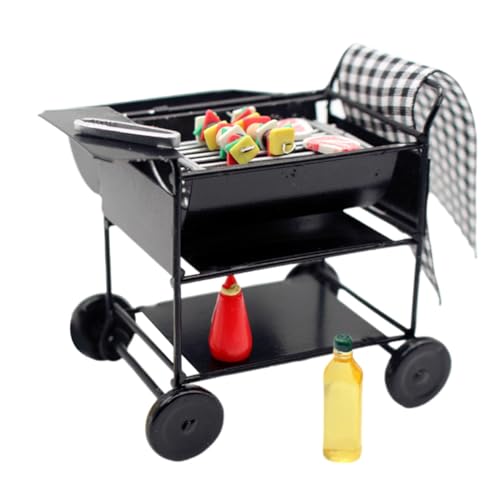 VICASKY 1 Satz Mini-Grill Simuliertes Grilldekor Miniatur-grillständer Mini-küchengeschirr Miniaturmöbel Miniatur-BBQ-Grill Puppenhaus-Grill-Set Mini-möbel Mini- - Legierung von VICASKY