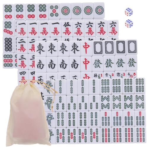 VICASKY 1 Satz Mini-Mahjong Mahjong Spiele Mahjong Game Mahjong-Steine tragbare Mahjong-Fliesen Interessantes Mahjong-Kit tragbares Mahjong-Spiel Partyspiel-Set Melamin von VICASKY