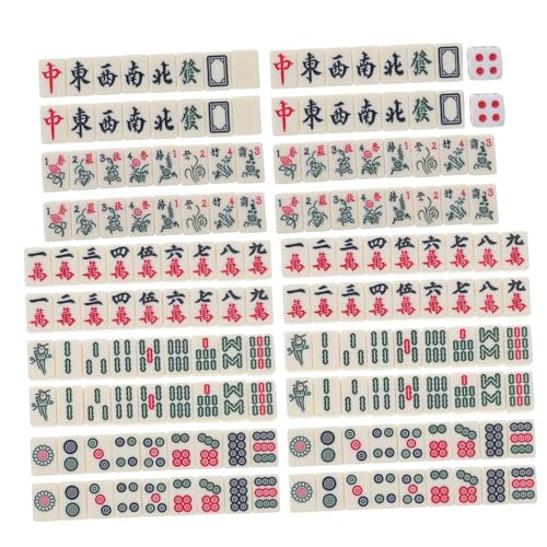 VICASKY 1 Satz Mini-Mahjong Mahjong-Tisch geheimes Brettspiel chinesisches Schach Flagge Mahjong Würfel Mini Mahjong Spielset Reise-Mahjong Mahjong-Spiel Mahjong-Requisiten Melamin von VICASKY