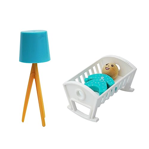 VICASKY 1 Satz Mini- -Ornamente babybett Spielzeug Kinderbett Spielzeug miniaturfiguren -Mini-Krippe Babypuppenbetten Puppenhaus-Möbelschmuck Mini- -Landschaftsdekor Plastik Weiß von VICASKY