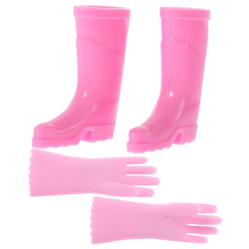 VICASKY 1 Satz Mini-Regenstiefel-Handschuhe Mikro-weihnachtsstiefel Puppenhausdekoration Puppenhaushandschuhe Puppenhaus-Layout-Requisite Mini-fingerstiefel Abs Miniatur Rosa Requisiten von VICASKY