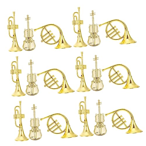 VICASKY 1 Satz Musikinstrumentenmodell Weihnachtsbedarf Trompete Weihnachtsschmuck Horn Weihnachtsschmuck Girlande Instrumentendekor Weihnachtliche Gitarrenverzierungen Golden Plastik von VICASKY