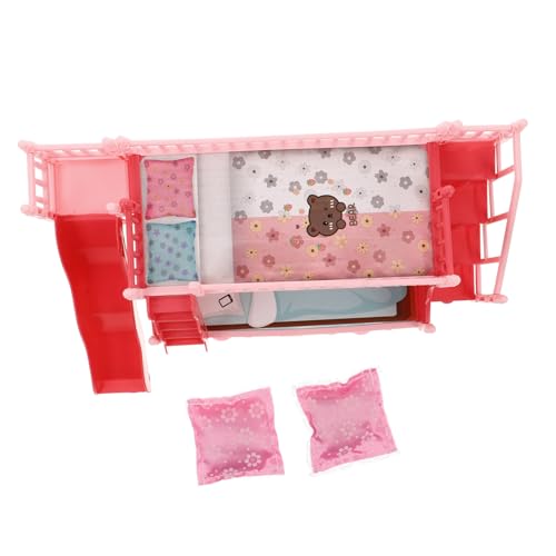 VICASKY 1 Satz Puppenbett Puppenhauszubehör Puppenstubenmöbel Puppenminibett Etagenbett Für Puppen 1 Puppenhausmöbel Im Maßstab 12 Minibett Für Puppen Mini-hausbett Rosa Plastik von VICASKY