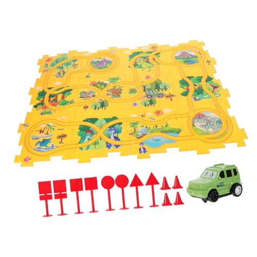 VICASKY 1 Satz Puzzle-schienenauto Autos Verfolgen Kinderspielzeug Autostrecken Für Lernspielzeug Für Rätsel Für Kleinkinder Von 2 Bis 4 Jahren Kinderautobahn Plastik Yellow von VICASKY