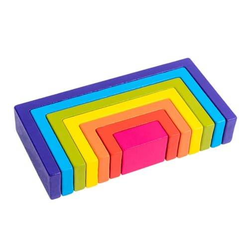 VICASKY 1 Satz Quadratische Regenbogen-bausteine Kindergartenbedarf Bausteine ​​Bauen Geometrischer Block Colorful Hölzern von VICASKY