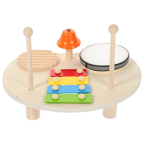 VICASKY 1 Satz Schlaginstrumente Xylophon Spieltisch Für Kinderspieltisch Pädagogische Percussion Trommel Musiktisch Schlagzeug Glocken Aus Holz Und Eisen von VICASKY