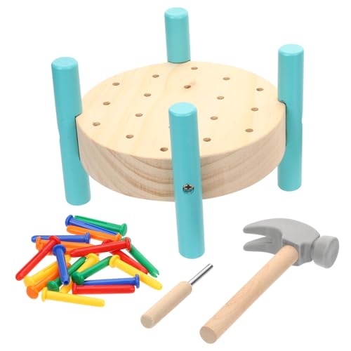 VICASKY 1 Satz Simulations-tippspiel Spielzeug Spielset Aktivität An Der -werkbank Werkbankaktivität Für Kleinkinder Stengel Puzzle Nägel Hämmerspiel Für Kinder Hämmern Holz von VICASKY