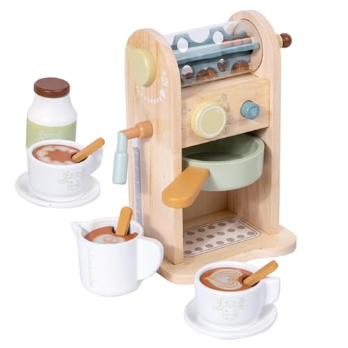 VICASKY 1 Satz Simuliertes Kaffeemaschinenspielzeug Für Spielküchenzubehör Interessantes Küchenspielzeug Spielset Mit Kaffeemaschine Für Puppenhaus Hölzern Beige von VICASKY