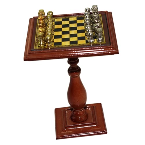 VICASKY 1 Satz Simuliertes Schach Miniaturhaus Schach-Timer Klein Miniatur Schach Schachbrettspiel Zubehör Für Puppenhäuser Planke Mini- Kartenspiel Legierung Brown von VICASKY