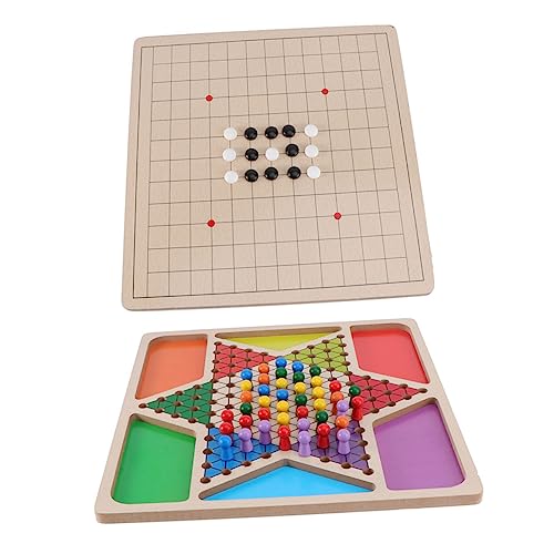 VICASKY 1 Satz Spiel Schach Pädagogische Prüfer Brettspiel Mit Murmeln Dame Brettspiel Magnetspielzeug Für Kinder Chinesisches Damespiel Desktop-Spielzeug Hölzern von VICASKY