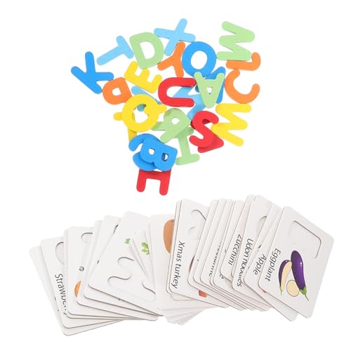 VICASKY 1 Satz Spielzeugbildkarten ABC-holzpuzzle Montessori-zahlenkarten Puzzlespiel Für Vorschulkinder Alphabet-puzzlespiel Lernkarten Passende Tier-Puzzle-Karten Kinderspielzeug Hölzern von VICASKY