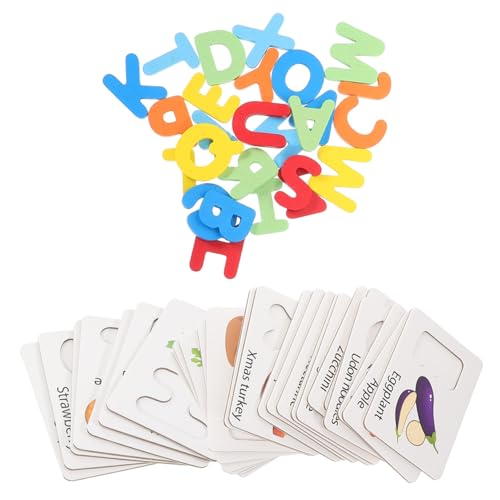 VICASKY 1 Satz Spielzeugbildkarten für Kleinkinder buchstabenspiele Lernspielzeug Vorschulspielzeug Erziehungsspielzeug ABC-Holzpuzzle Passende Holzbuchstaben hölzern von VICASKY