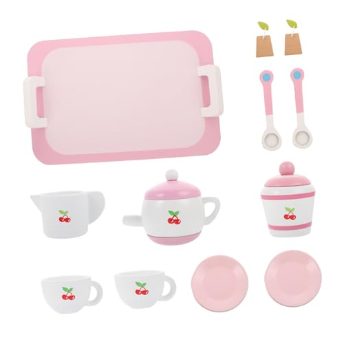 VICASKY 1 Satz Tee- küchenspielzeug für Kitchen Toys for Schwalbenschwanz-Dekoration Deckel Geschirrset Vorgeben Tee Spielset Teetasse Spielset hölzern von VICASKY