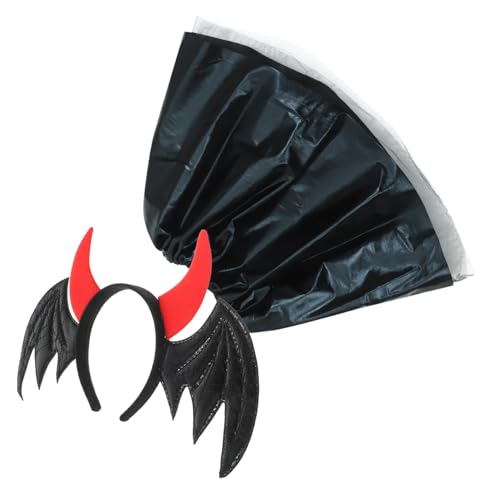 VICASKY 1 Satz Teufelsrock-Anzug Halloween-Kopf-Bopper Halloween-Haar-Reifen-Rock Halloween-Fledermaus-haarbänder Teufel Kopfschmuck Teufelshorn Cosplay-Halloween-Kopfschmuck Plastik von VICASKY