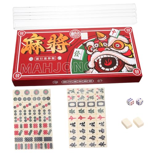 VICASKY 1 Satz Tragbares Mini-Mahjong Reise-Mahjong-Spielzeug Reise-Mini-Mahjong Tragbares Mahjong-Set Mini-Mahjong-Set mit sicherer Verarbeitung Mahjong für unterwegs Mahjong-Requisiten von VICASKY