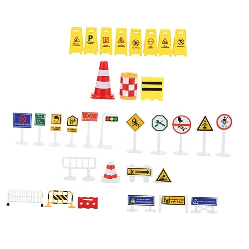 VICASKY 1 Satz Verkehrsbarrikadenschild Spielzeugstraße Kinderspiele Dinosaurier- Mein Körperrätsel Für Kleinkinder Kinderspielzeug Sensorisches Spiel Auto Abs von VICASKY